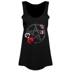 Image of Requiem Collective Floral Pentagram Ladies Floaty Vest (Medium) (Black)