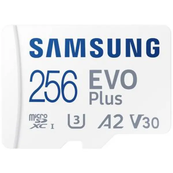 Image of Samsung EVO Plus microSD card Retail 256GB UHS-I, v30 Video Speed Class, A2 Application Performance Class incl. SD adapter MB-MC256SA/EU