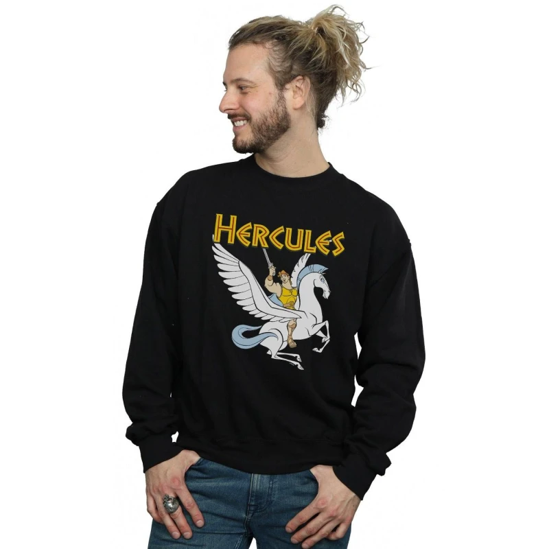 Image of Disney Men Hercules With Pegasus Sweatshirt in Black Size: Small Black S Male 5059276957643