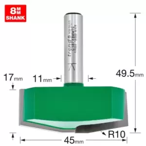 Image of Trend CRAFTPRO Bevel Panel Raiser Router Cutter 45mm 17mm 8mm