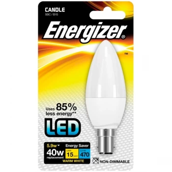 Image of Energizer B15 Warm White Blister Pack Candle 5.9w 470lm