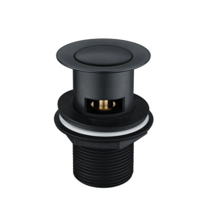 Image of Nes Home Matt Black Basin Waste Click Clack Pop Up Slotted Waste For Bathroom Sink