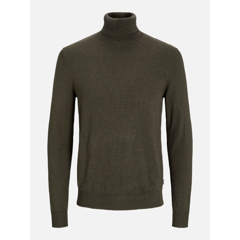 Image of Jack and Jones Mens Knitted Roll Neck Jumper Olive Night male M