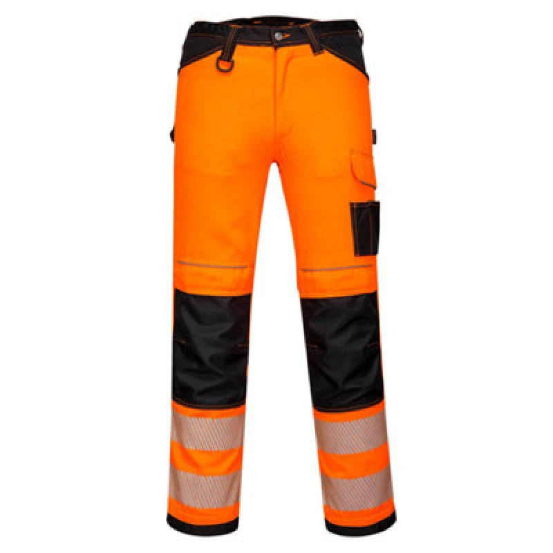 Image of Portwest PW3 Womens Hi Vis Stretch Work Trousers PW385OBR34 Colour: Orange / Black