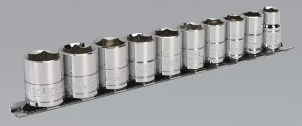 Image of Genuine SEALEY S0499 Socket Set 10pc 3/8Sq Drive 6pt WallDrive® Metric