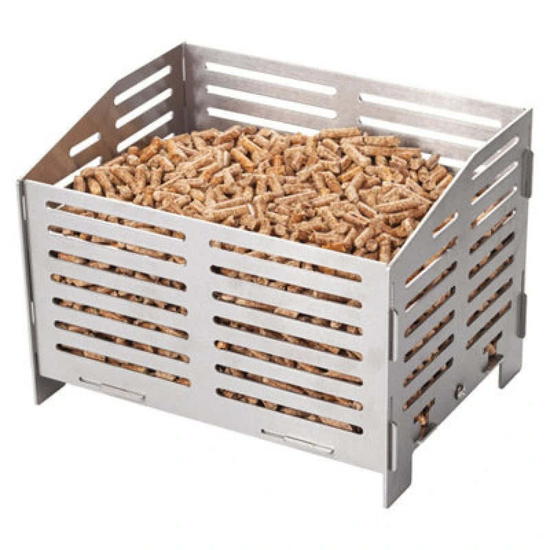 Image of Valiant Valiant Pellet Burner Basket Box for Wood Burning Stoves, Fireplaces, Fire Pits and Outdoor Heating in Metallic Silver Metallic Silver One Siz