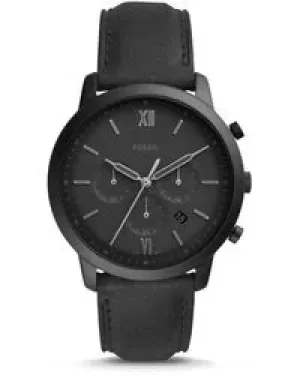 Image of Fossil Mens Rhett Chronograph Leather Watch - Black