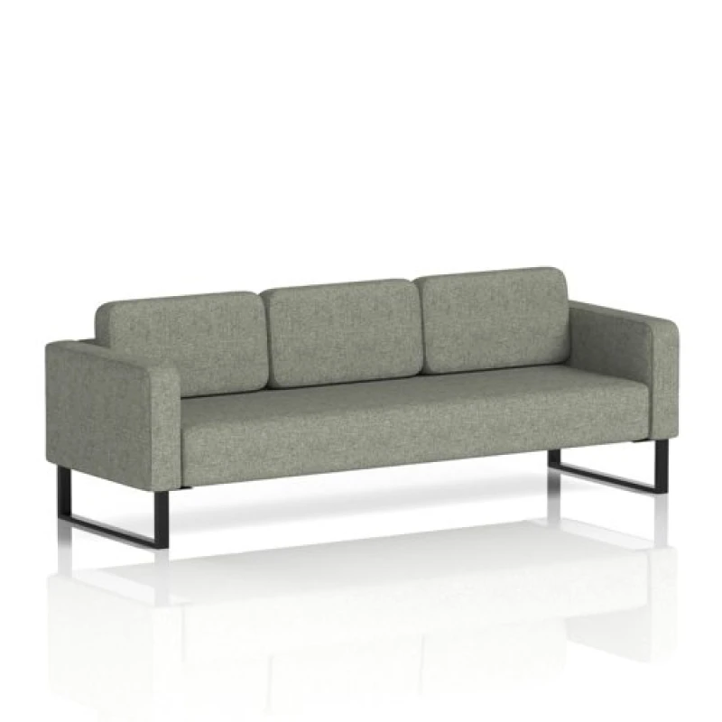 Image of Brixworth Office Sofa 3 Seater with Black Legs in Rivet Fabric - Vitreous