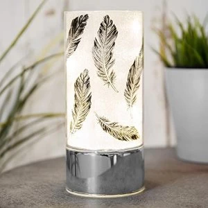 Image of Glass Black Feather Light Tube with LEDs 9 x 20cm