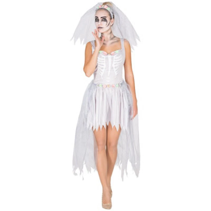 Image of Tectake Womens Skeleton Bride Costume 300058 - White S