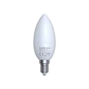 Image of Link2Home WiFi LED SES (E14) Opal Candle Dimmable Bulb, White + RGB 400 lm 5W