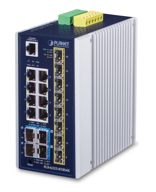 Image of PLANET IP30 Industrial L3 8-Port Managed Gigabit Ethernet (10/100/1000