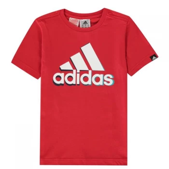 Image of adidas Camo Linear T Shirt Junior - Red BOS