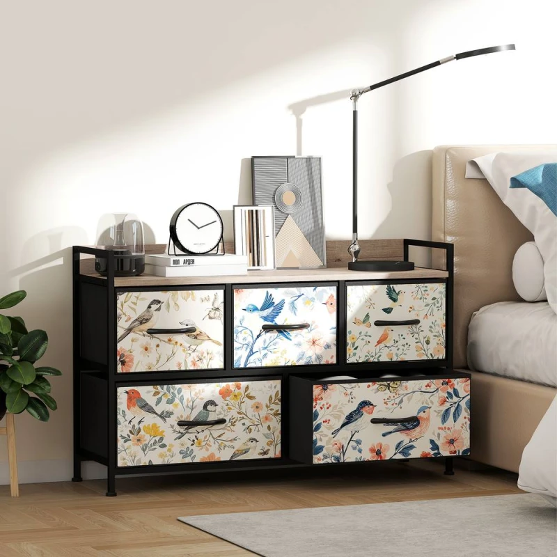 Image of HOMCOM Chest of Drawers, Fabric Dresser with Open Shelf in White White Unisex