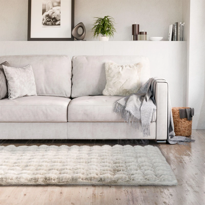 Image of Emma Barclay Fur Area Rug Plush Faux Rabbit Fur Delux Cream unisex 80x150cm