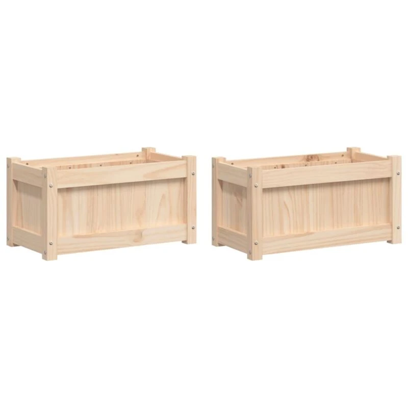 Image of vidaXL Garden Planters 2pc Solid Wood Pine, Brown 837440