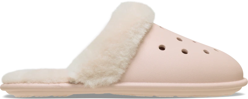 Image of Crocs Unisex Classic Fuzz Scuff Slippers Quartz W8/M7