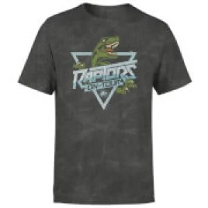 Image of Jurassic Park Raptors On Tour Unisex T-Shirt - Black Acid Wash - M