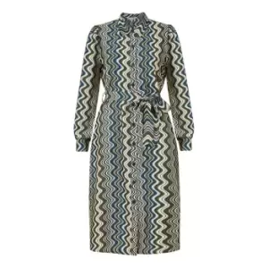 Image of Yumi Multicolour Abstract Stripes Shirt Dress - Multi