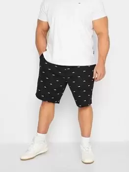 Image of BadRhino Badrhino Shark Print Shorts, Black, Size 52, Men