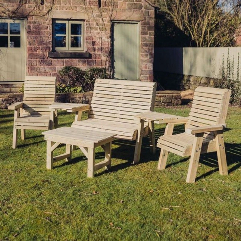 Image of Churnet Valley Garden Furniture Ltd Multi Set, Table & Chairs - Fully Assembled - Set of Cushions Inc in Brown Brown Unisex