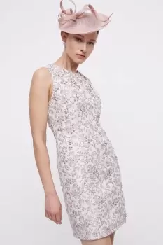 Image of Jacquard Midi Embellished Shift Dress