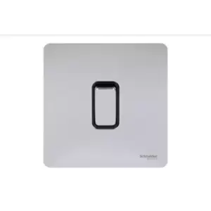 Image of Schneider Electric Ultimate Screwless Flat Plate - Single Rocker 2 Way Light Switch, Single Pole, 16AX, GU1412BPC, Polished Chrome with Black Insert