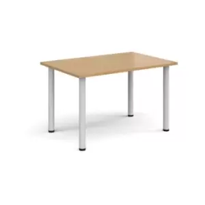 Image of Rectangular white radial leg meeting table 1200mm x 800mm - oak