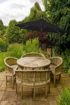 Image of Black 3m LED Cantilever Parasol With Plain Base