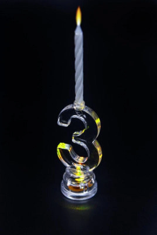 Image of Shatchi Birthday Candle Number 3 Flashing Colour Changing with 4 Candle Cake Decoration Multi unisex