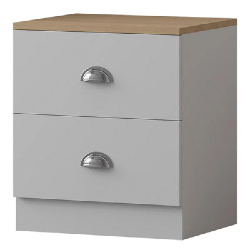Image of FWStyle FWStyle 2 Drawer Bedside Chest Matt White Oak Top Bedroom Furniture White One Size Unisex 5056413127464