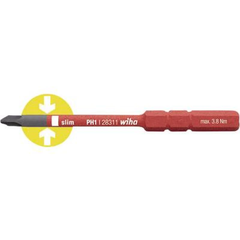 Image of Wiha Wiha SlimBit electric Workshop Phillips Interchangeable bit PH 1 75mm Compatible with Wiha Torque 34583