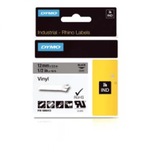 Image of Dymo 1805413 Black on Grey Vinyl Labels 12mm x 5.5m