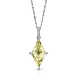 Image of JG Signature 9ct White Gold Lemon Quartz & Diamond Kite Necklace