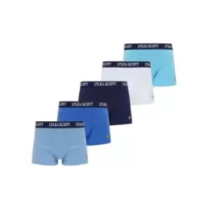 Image of Lyle & Scott Mens Miller 5 Pack Underwear Trunks - Bright White/Chambray Blue/Blue Mist/Dazzling Blue/Peacoat - M