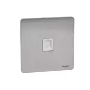 Image of Schneider USFP Single RJ45 Data Socket White Insert Stainless Steel - GU7471WSS