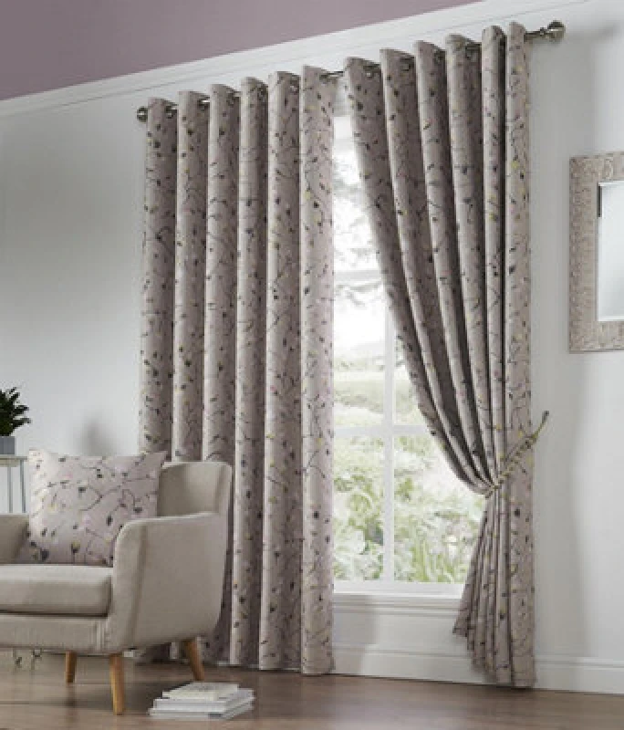 Image of Luxury Living Blossom Bud Floral Eyelet Blockout Curtains