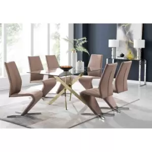 Image of Furniture Box Leonardo 6 Gold Dining Table and 6 Cappuccino Willow Chairs