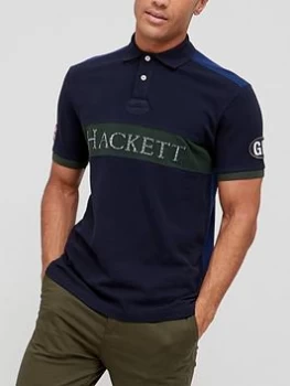 Image of Hackett Heritage Large Logo Polo Shirt - Navy, Size S, Men