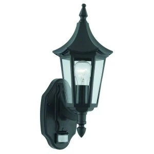 Image of 1 Light Outdoor Garden Wall Lantern Black with Motion Sensor IP44, E27