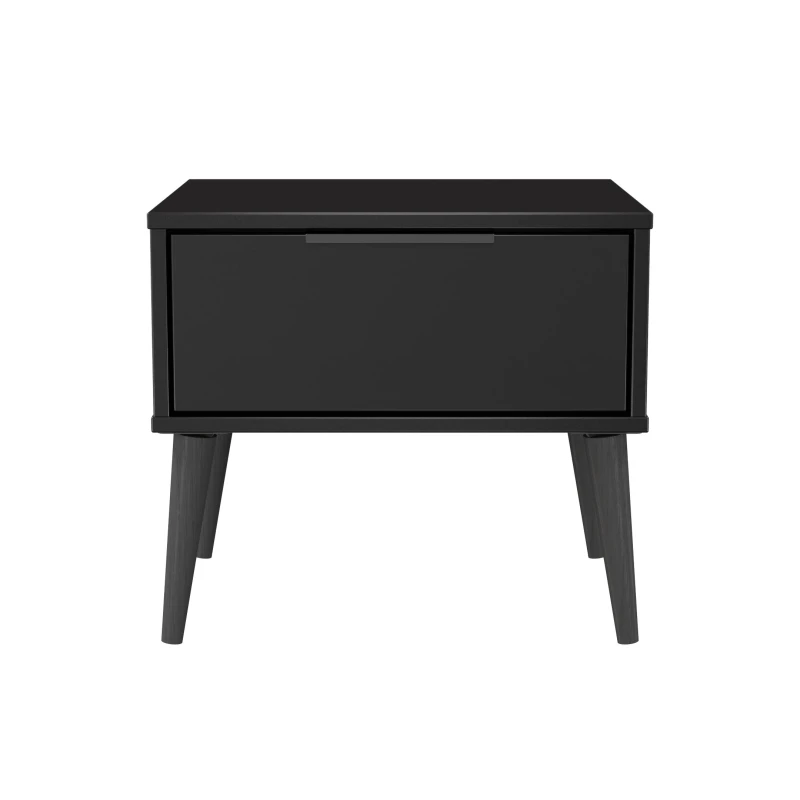 Image of Hong Kong Ready Assembled Matt Black 1 Drawer Small Side Table (H)410mm (W)450mm (D)395mm