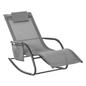Image of Outsunny Mesh Rocking Chair - Grey