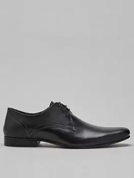 Image of Burton Menswear London Leather Derby Shoes - Black, Size 9, Men