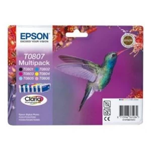 Image of Epson Hummingbird T0807 Black and Colour Ink Cartridge