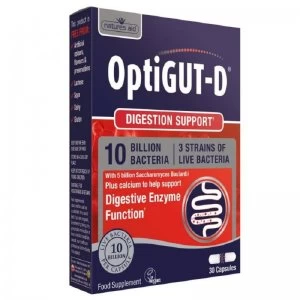 Image of Natures Aid OptiGut-D 10 Billion Bacteria - 30 Capsules