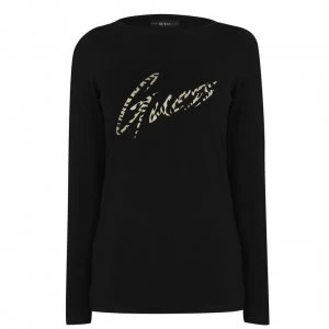 Image of Guess Long Sleeve Norah T Shirt Ladies - Jet Black A996