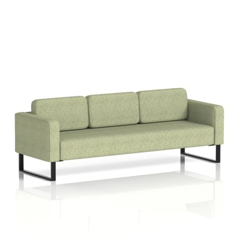 Image of Brixworth Office Sofa 3 Seater with Black Legs in Rivet Fabric - Burnish