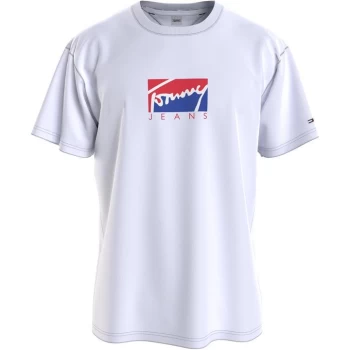 Image of Tommy Jeans Block Graphic T Shirt - White
