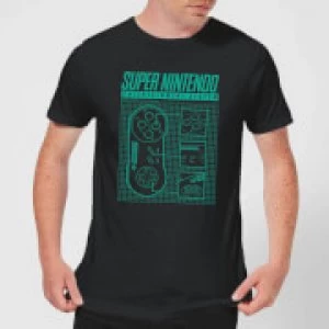 Image of Super Nintendo Entertainment System Blueprint T-Shirt - Black - M