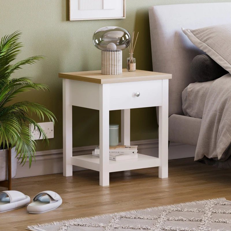 Image of Lassic Vida Designs Arlington 1 Drawer Side Table White unisex 1 Drawer